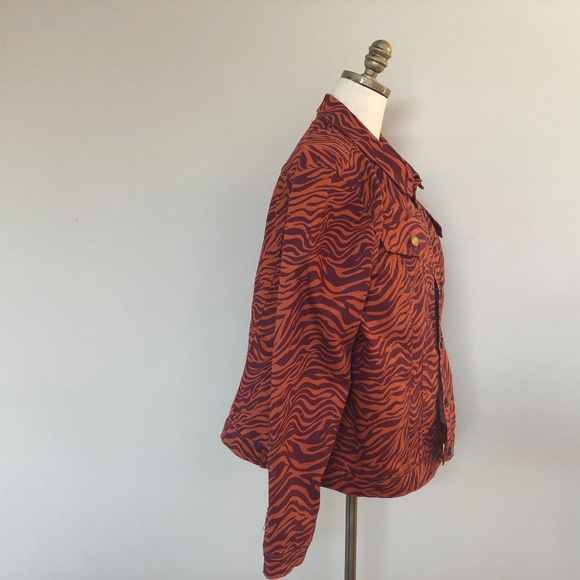 Jacket Tiger Animal Stripe Purple Orange Plus Size 2X Cotton Spandex Stretchy - Picture 6 of 9